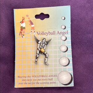 Volleyball Angel Silver and Gold Brooch